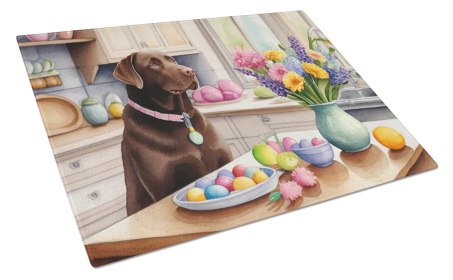 Decorating Easter Chocolate Labrador Retriever Glass Cutting Board