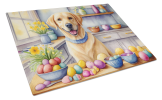 Decorating Easter Yellow Labrador Retriever Glass Cutting Board