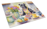 Decorating Easter Staffordshire Bull Terrier Glass Cutting Board