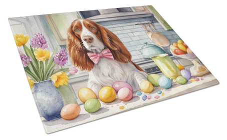 Decorating Easter Welsh Springer Spaniel Glass Cutting Board