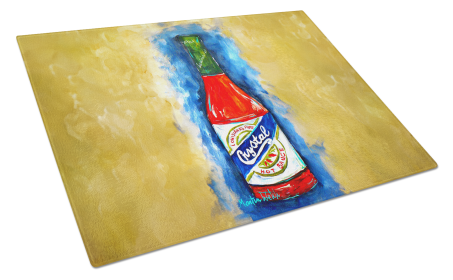 Hot Sauce Crystal Blue Glass Cutting Board