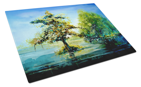 Cypress Tree in the Bayou Blue Glass Cutting Board