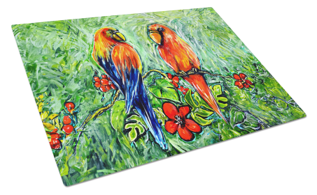 Fred and Freda Parrots Glass Cutting Board