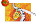 CiuSomething Blues Saxaphone and Piano Glass Cutting Board