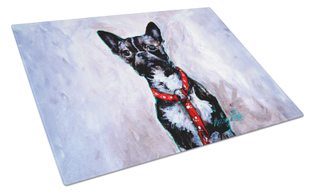 Boston Terrier Ziggy Glass Cutting Board