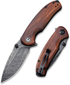 CIVIVI Pintail Knife Damascus Blade + Cuibourtia Wood Handle