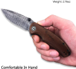 CIVIVI Pintail Knife Damascus Blade + Cuibourtia Wood Handle