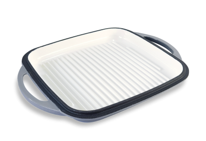 10" Square Cast Iron Grill (Color: White / Gray, size: 10")
