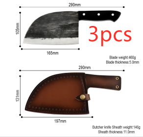Artificial Forging Chopping Knives (Option: Black with sheath3pcs)