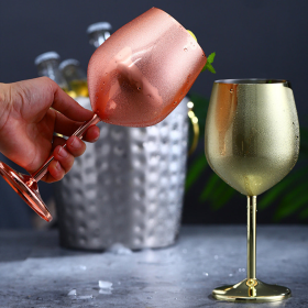 Happiest Hours Cocktail Glasses Let The Party Begin (Color: Golden Wine Goblet Pair)