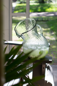 Large Glass Tilted Pitcher (Color: green)