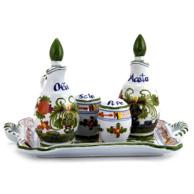 FAENZA-CARNATION Oil/Vinegar Bottle (Style: Oil and Vinegar Salt and Pepper menage)