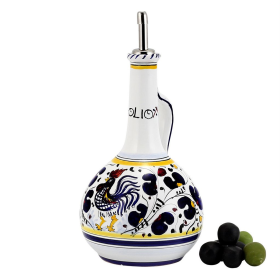 ORVIETO ROOSTER Oil/Vinegar Bottle (Style: Olive Oil Bottle Dispenser with metal capped pourer)