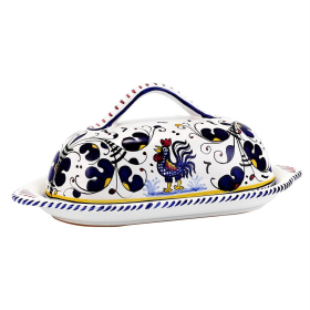 ORVIETO ROOSTER BUTTER TRAY & CHEESE BOWLS (Style: Butter Dish with Cover)