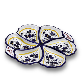 ORVIETO ROOSTER: Serving Tray (Style: Snack Tray Fiore/Shell - Six Compartments)