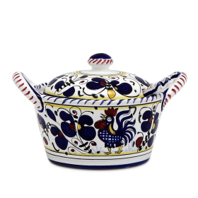 ORVIETO ROOSTER BUTTER TRAY & CHEESE BOWLS (Style: Covered Parmesan Cheese Bowl with Spoon)
