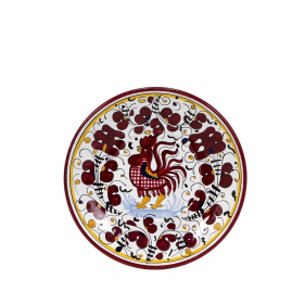 ORVIETO ROOSTER: Bread Plate (Color: Red, size: 7 DIAM. (Dimensions measured in Inches))