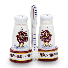 ORVIETO ROOSTER: Salt and Pepper Cruet (Color: Red, size: 5.5)