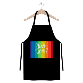 Love Wins Premium Jersey Apron (Color: Black, size: )