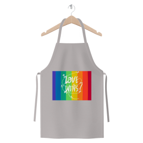 Love Wins Premium Jersey Apron (Color: Light Grey, size: )