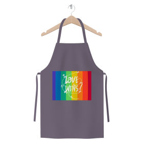 Love Wins Premium Jersey Apron (Color: Dark Grey, size: )