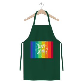Love Wins Premium Jersey Apron (Color: Dark Green, size: )
