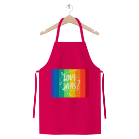 Love Wins Premium Jersey Apron (Color: Hot Pink, size: )