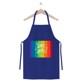 Love Wins Premium Jersey Apron (Color: Royal Blue, size: )