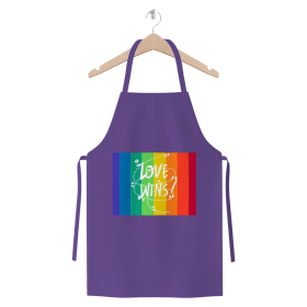 Love Wins Premium Jersey Apron (Color: Purple, size: )