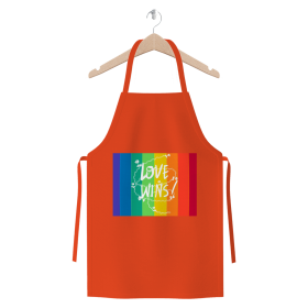 Love Wins Premium Jersey Apron (Color: Orange, size: )