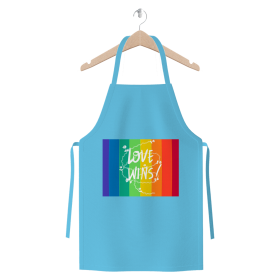 Love Wins Premium Jersey Apron (Color: Light Blue, size: )