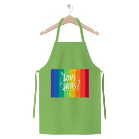 Love Wins Premium Jersey Apron (Color: Light Green, size: )