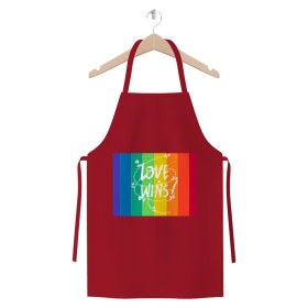 Love Wins Premium Jersey Apron (Color: Burgundy, size: )