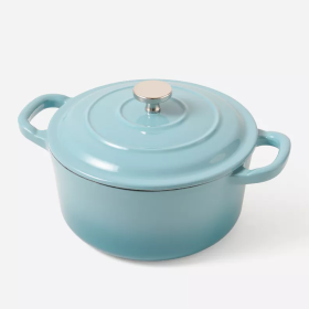 RJ Legend 1.4 Liter Cast Iron Pot, Enameled Pot with Handles (Color: Blue)