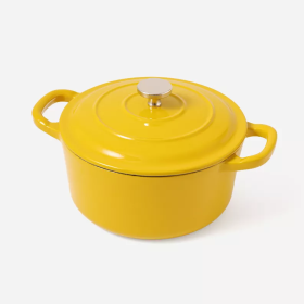 RJ Legend 1.4 Liter Cast Iron Pot, Enameled Pot with Handles (Color: Mustard Yellow)