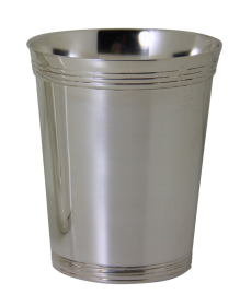 Mint Julep with Ribbed Silver Plate (Color: Silver)
