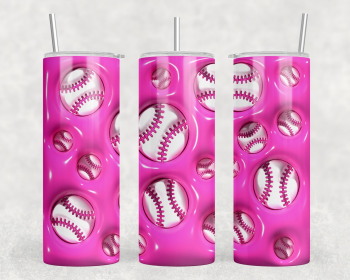Pink Baseball - 20 oz Steel Skinny Tumbler - Optional Blue Tooth Speaker - Speaker Color will Vary (Style: No Speaker)