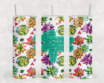 Succ It Succulents - 20 oz Steel Skinny Tumbler - Optional Blue Tooth Speaker - Speaker Color will Vary (Style: No Speaker)
