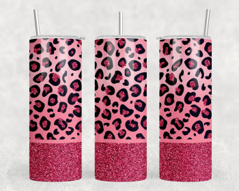 Pink Leopard Print - 20 oz Steel Skinny Tumbler - Optional Blue Tooth Speaker - Speaker Color will Vary (Style: Speaker)