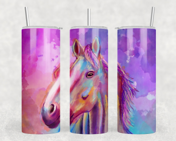 Watercolor Horse - 20 oz Steel Skinny Tumbler - Optional Blue Tooth Speaker - Speaker Color will Vary (Style: Speaker)