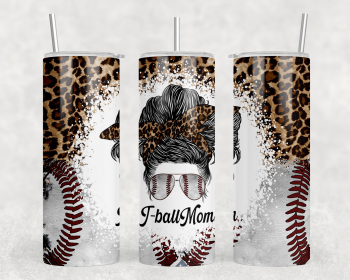 T-Ball Mom Leopard Print - 20 oz Steel Skinny Tumbler - Optional Blue Tooth Speaker - Speaker Color will Vary (Style: Speaker)