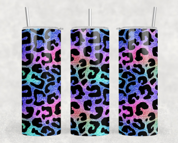 Rainbow Leopard Print - 20 oz Steel Skinny Tumbler - Optional Blue Tooth Speaker - Speaker Color will Vary (Style: No Speaker)