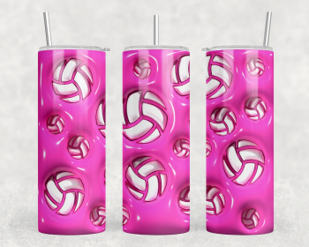 Pink Volleyball|Skinny Tumbler|Optional Bluetooth Speaker| Speaker Color Varies (Style: Speaker)