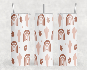 Rainbows and Cactus|Skinny Tumbler|Optional Bluetooth Speaker| Speaker Color Varies (Style: Speaker)