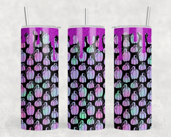 Neon Pumpkins|Skinny Tumbler|Optional Bluetooth Speaker| Speaker Color Varies (Style: Speaker)