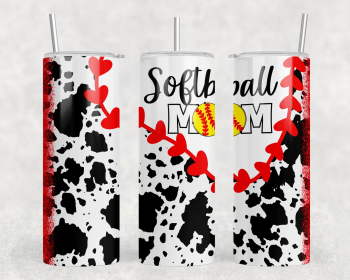 Softball Mom Cow Print|Skinny Tumbler|Optional Bluetooth Speaker| Speaker Color Varies (Style: Speaker)