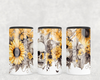 Skull and Sunflowers  Steel can hugger - optional speaker (Style: Speaker)