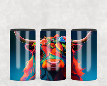 Watercolor Highland Cow  Steel can hugger - optional speaker (Style: Speaker)
