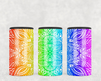 Rainbow Mandala  Steel can hugger - optional speaker (Style: Speaker)