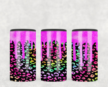 Rainbow Leopard Print Drip  Steel can hugger - optional speaker (Style: Speaker)